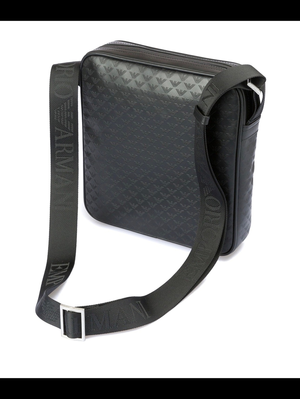 Emperor Armani Signature Leather Messenger Bag